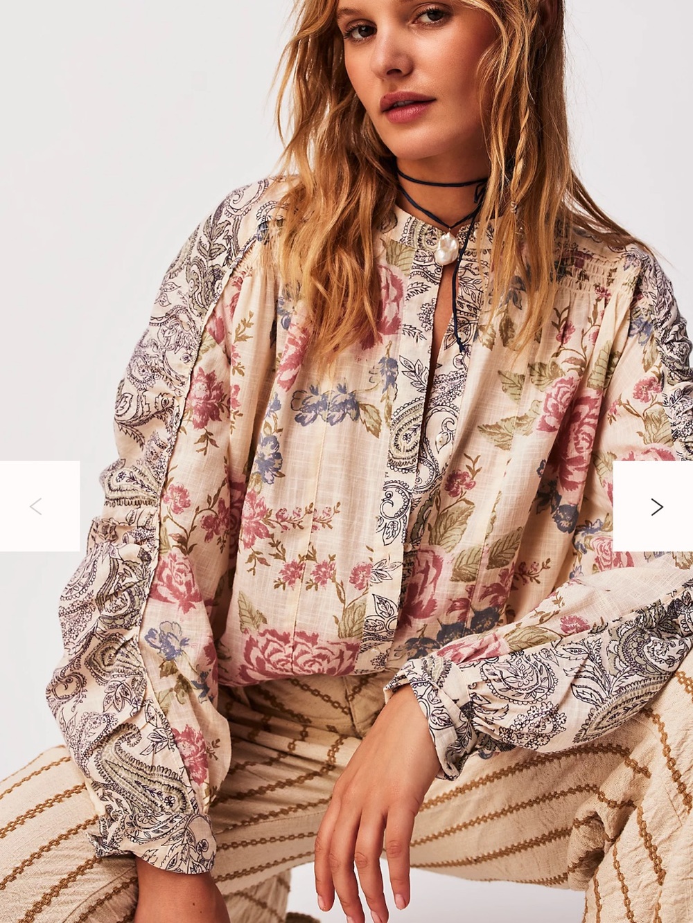Free People Maraya Floral Printed Button Down Top
